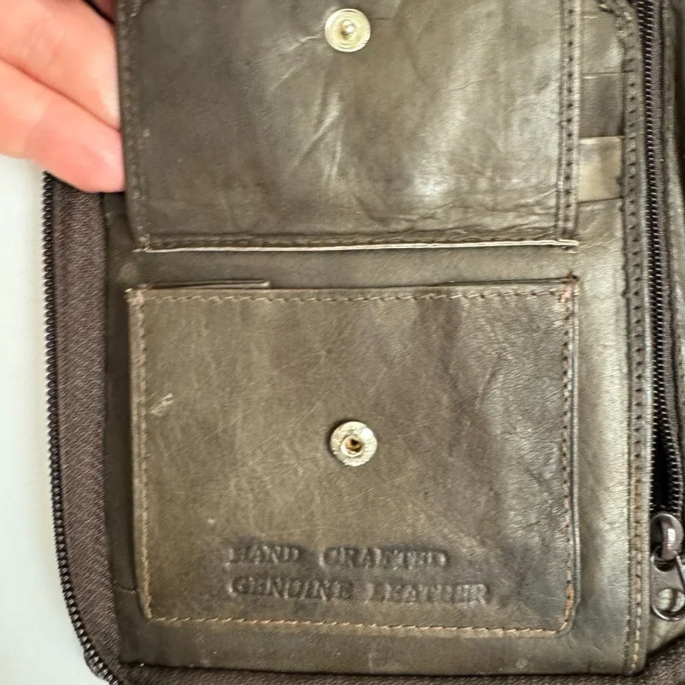 Large Genuine Leather Wallet Travel Passport Cards ID